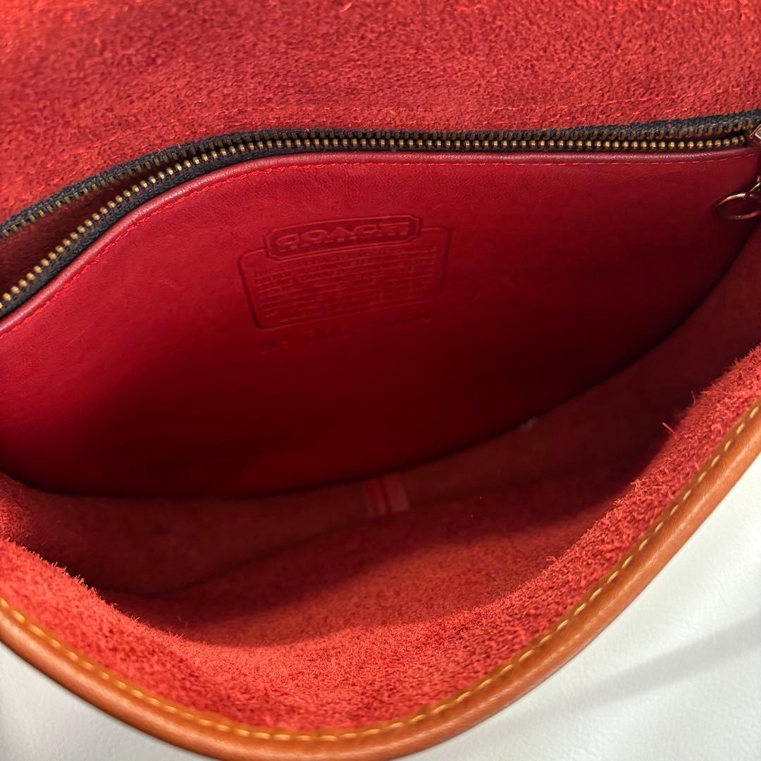 希少 オールドコーチ ショルダーバッグ フラップ レザー 赤茶 1004