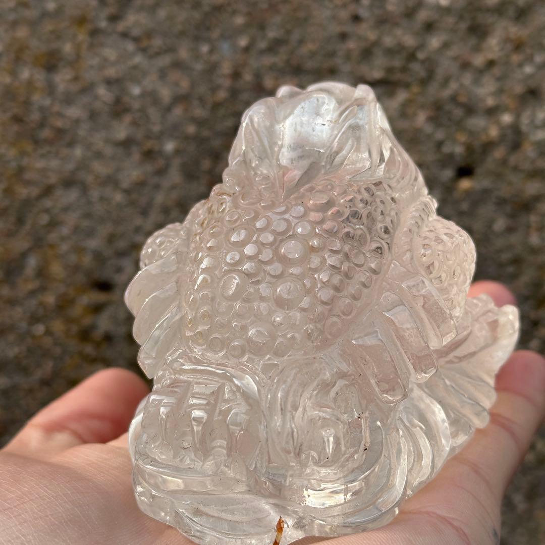 天然石 水晶の銭蛙　置物　ご購入前に在庫確認必要G.170