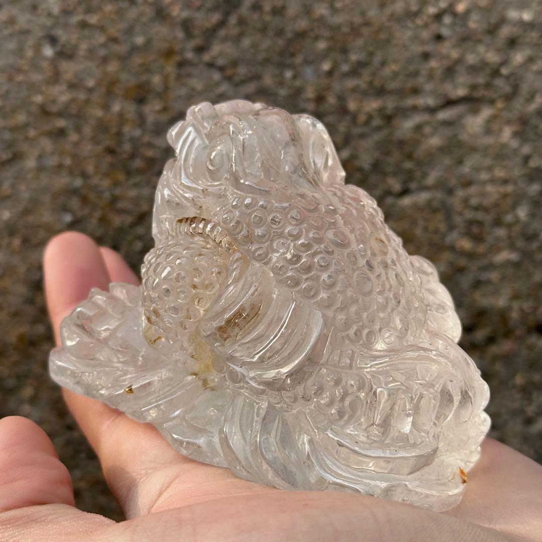 天然石 水晶の銭蛙　置物　ご購入前に在庫確認必要G.170