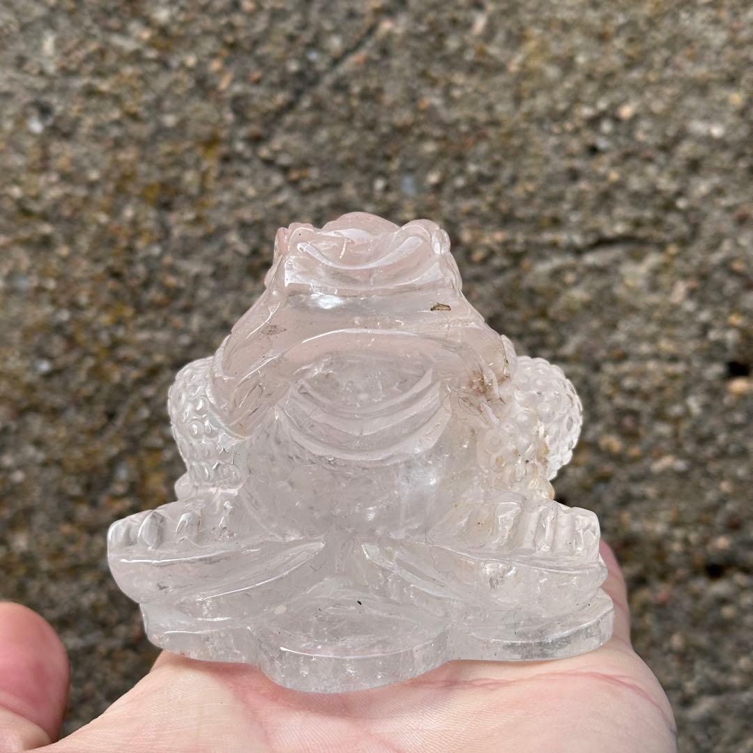 天然石 水晶の銭蛙　置物　ご購入前に在庫確認必要G.170
