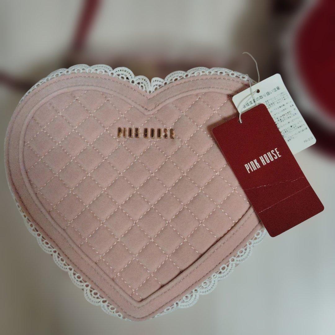 ハート型ベロアバッグ　ピンクハウス　ピンク＆レッド　2点セット