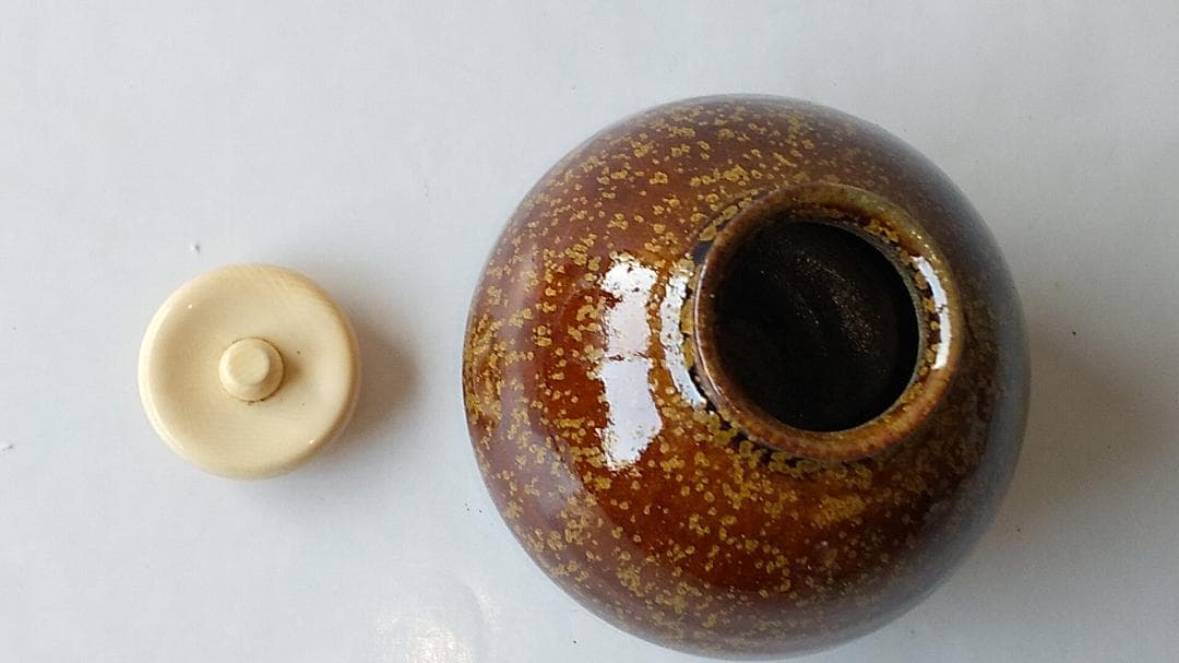 笹田仁史 作 鉄釉 茄子茶入 仕覆 西陣織 十色間道 茶道具 共箱 京焼 美品