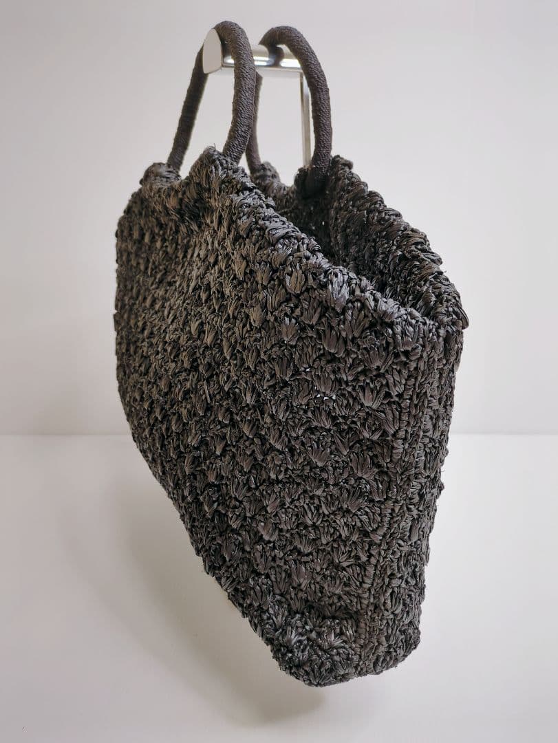 【美品】メゾンエヌアッシュパリ　ラフィア　カゴバッグ　ハンドバッグ　大容量