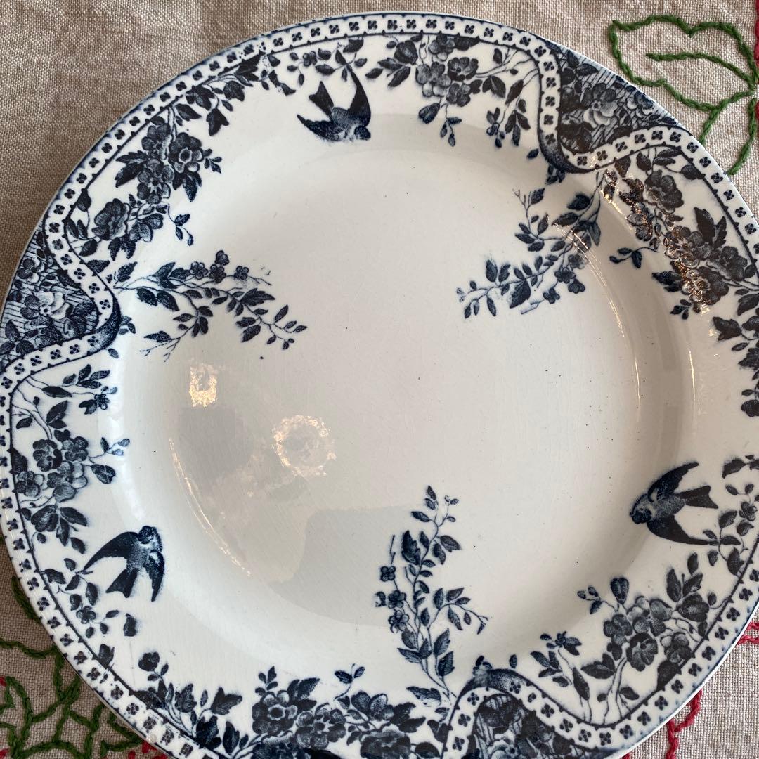 フランス　アンティークBordeaux プレート小鳥　ツバメ　lunéville