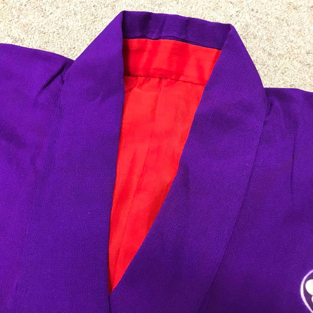 510ag74着物のみ◎七五三 七歳 女児 アンティーク着物 五つ紋 紫◎