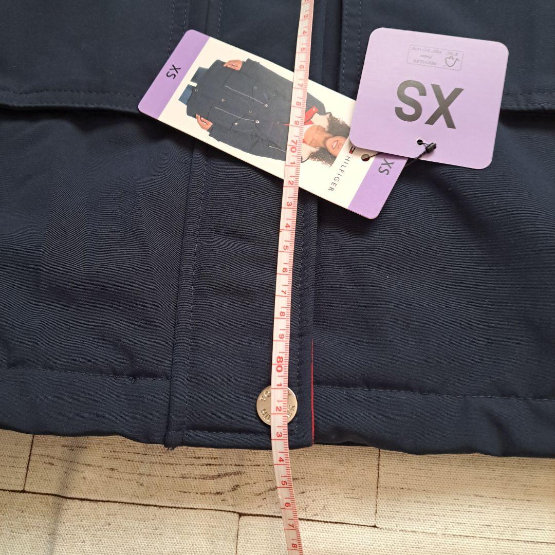 ポコちゃん【新品】ネイビー フード付きモッズコート XSサイズ 