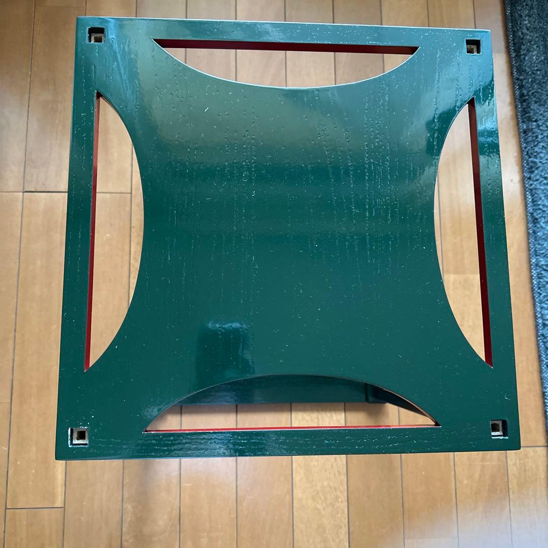 糸巻棚　緑×赤　茶道具　横幅33×奥行33.3×高さ53 組み立て式　元箱付き