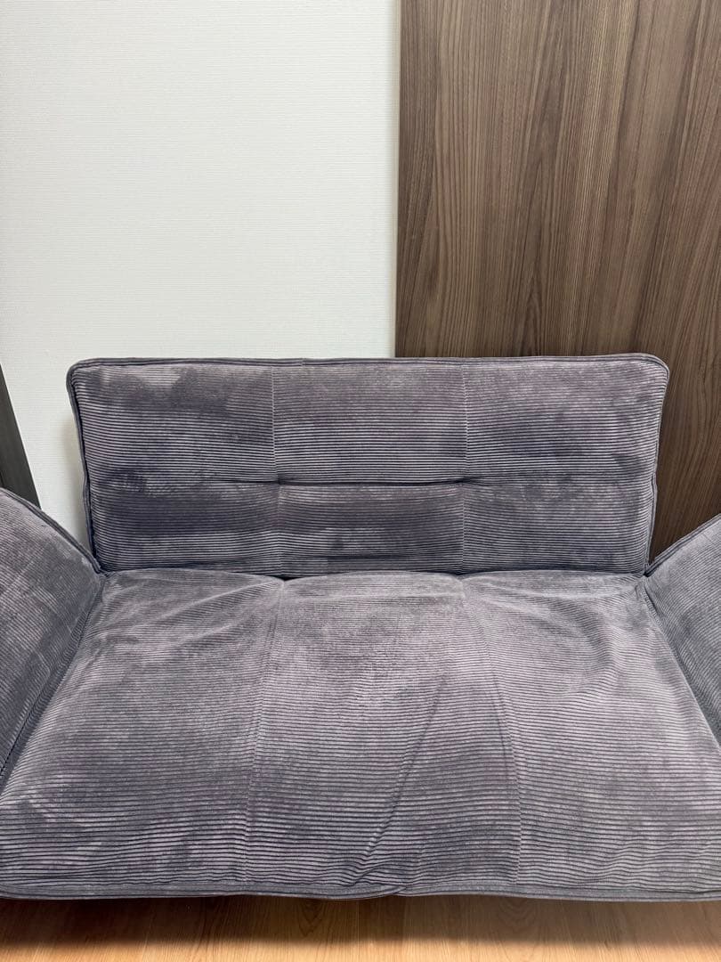 ベルメゾン コーデュロイ調 ポケットコイル入り リクライニングソファ　グレー