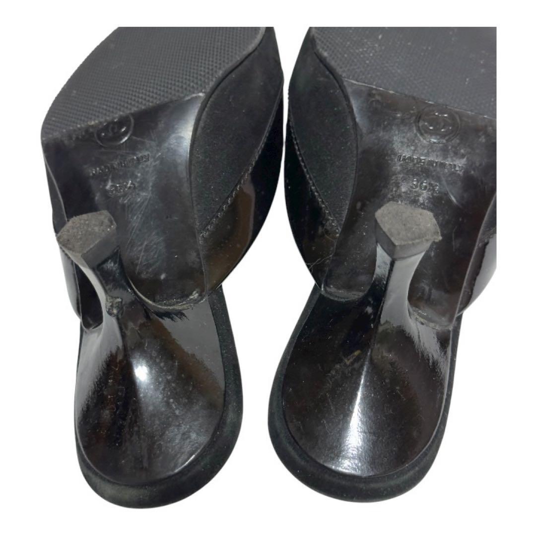 【美品✨】CHANEL ブラックミュール リボン付き