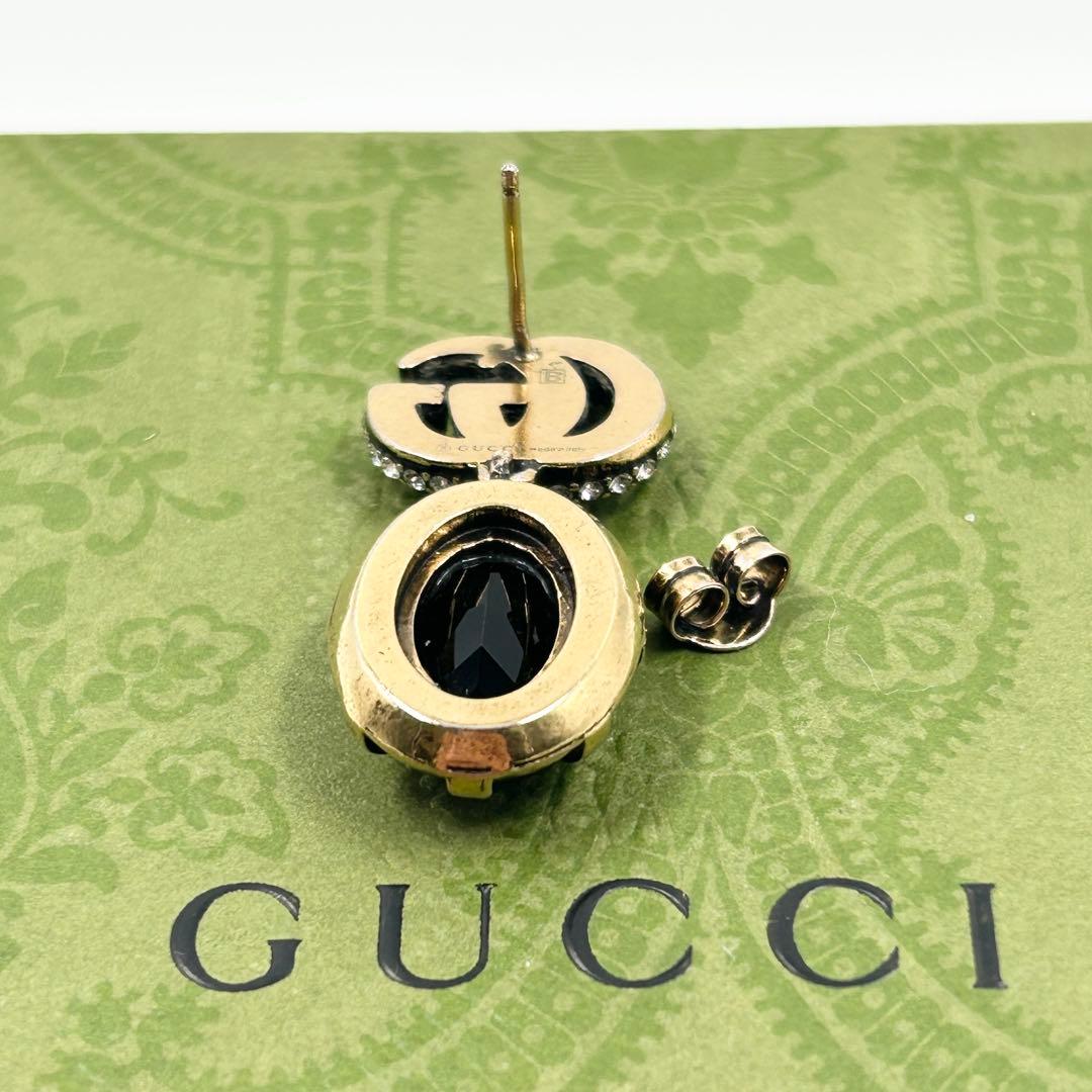 美品✨　グッチ　ピアス　マーモント ラインストーン クリスタル GG ゴールド
