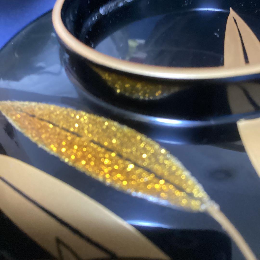 木製金蒔絵笹絵椀　　9客　　　新品未使用　　山中塗