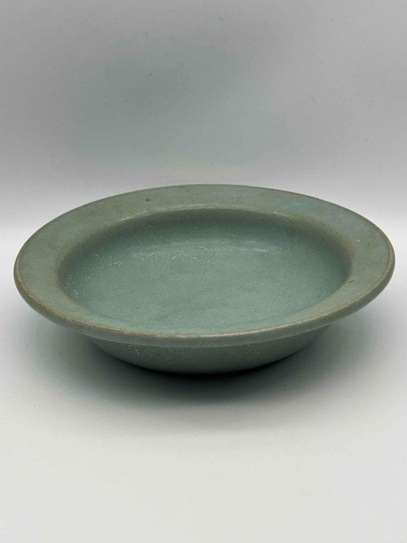 宋時代　青磁　汝官窯碗 三支釘燒盤 郊壇官窯皿 水差し 唐物(B-86)