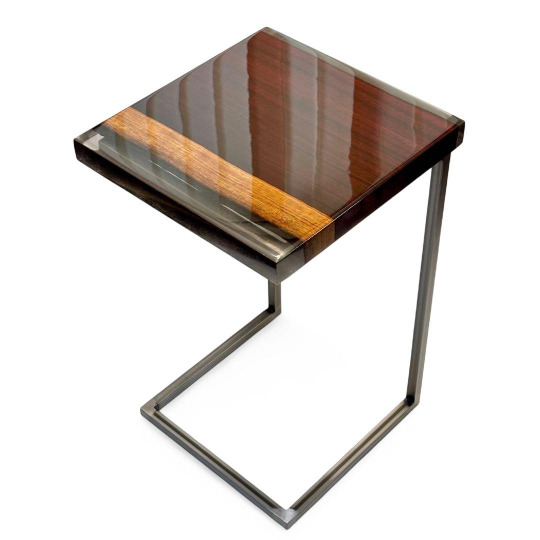 サイドテーブル アイアン 木製 一枚板 コの字 おしゃれ ベッド 50cm 北欧