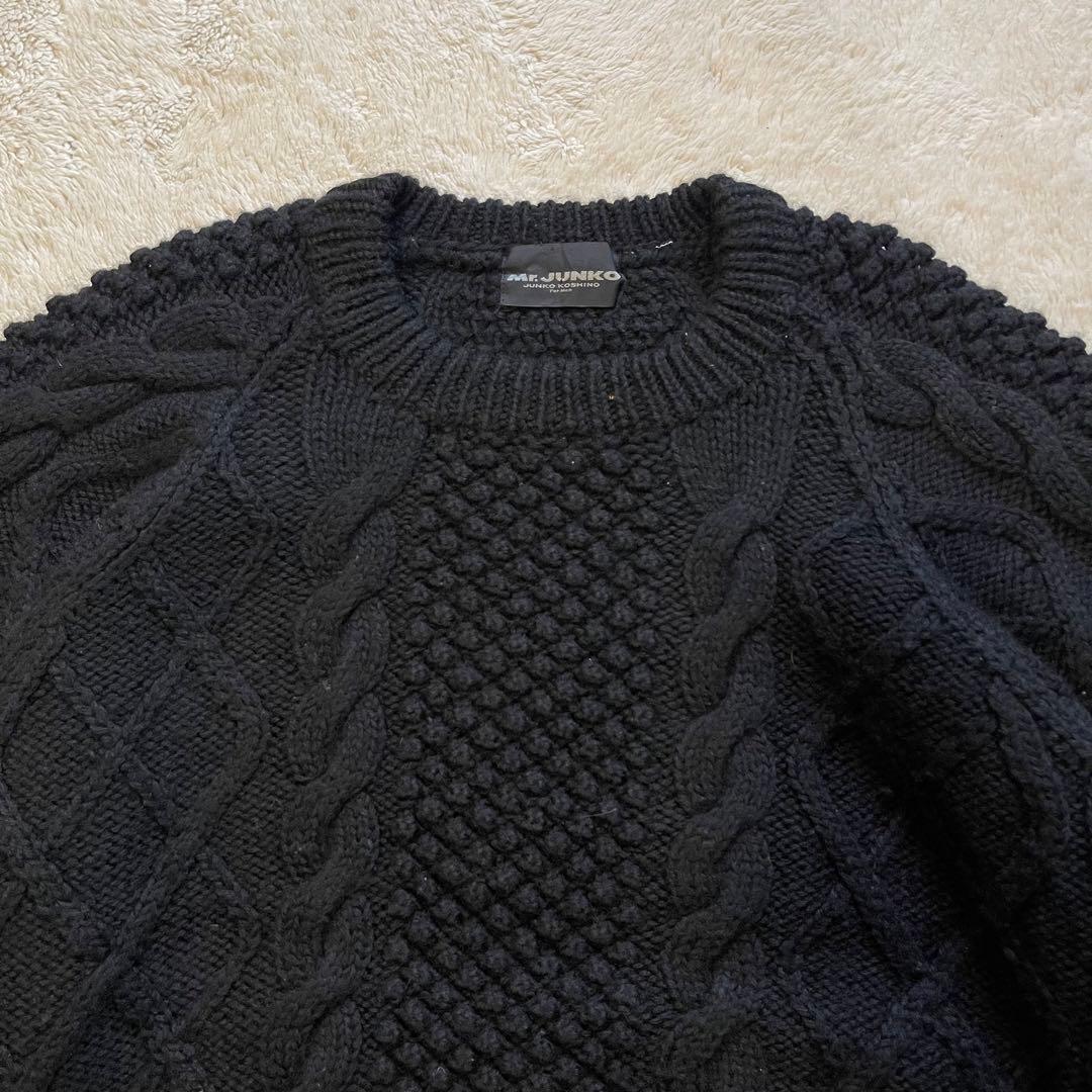 入手困難　vintage 古着　肉厚　フィッシャーマン　アランニット ブラック