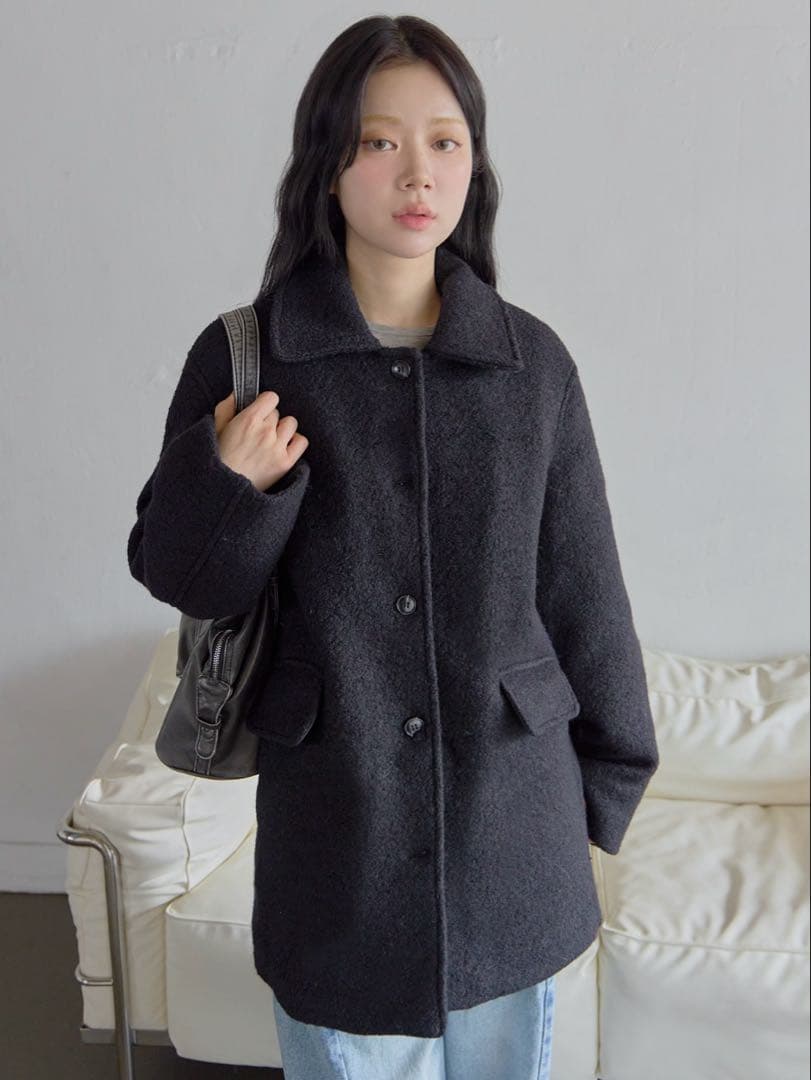 une mansion インナーキルティングペディンウールミディハーフコート