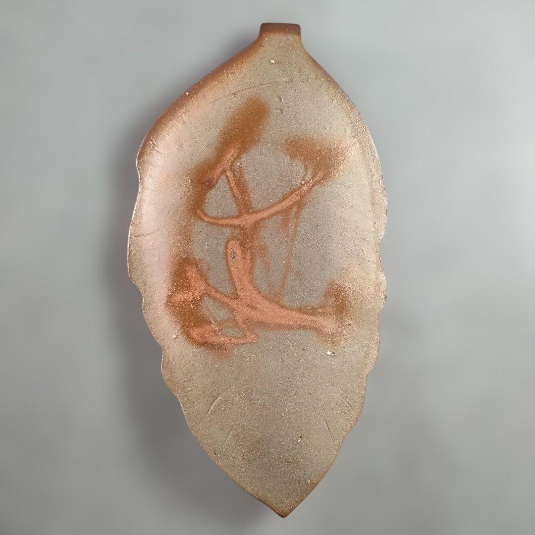 A1342-3/備前焼/閑谷窯/目澤孝 作/備前葉形皿5客/共箱/銘々皿/飾皿/