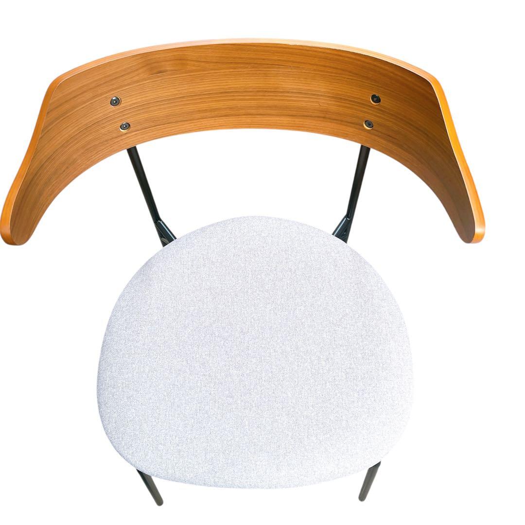 関家具　カペルⅢダイニングチェア座面ライトグレー　ウォルナット　2脚セット