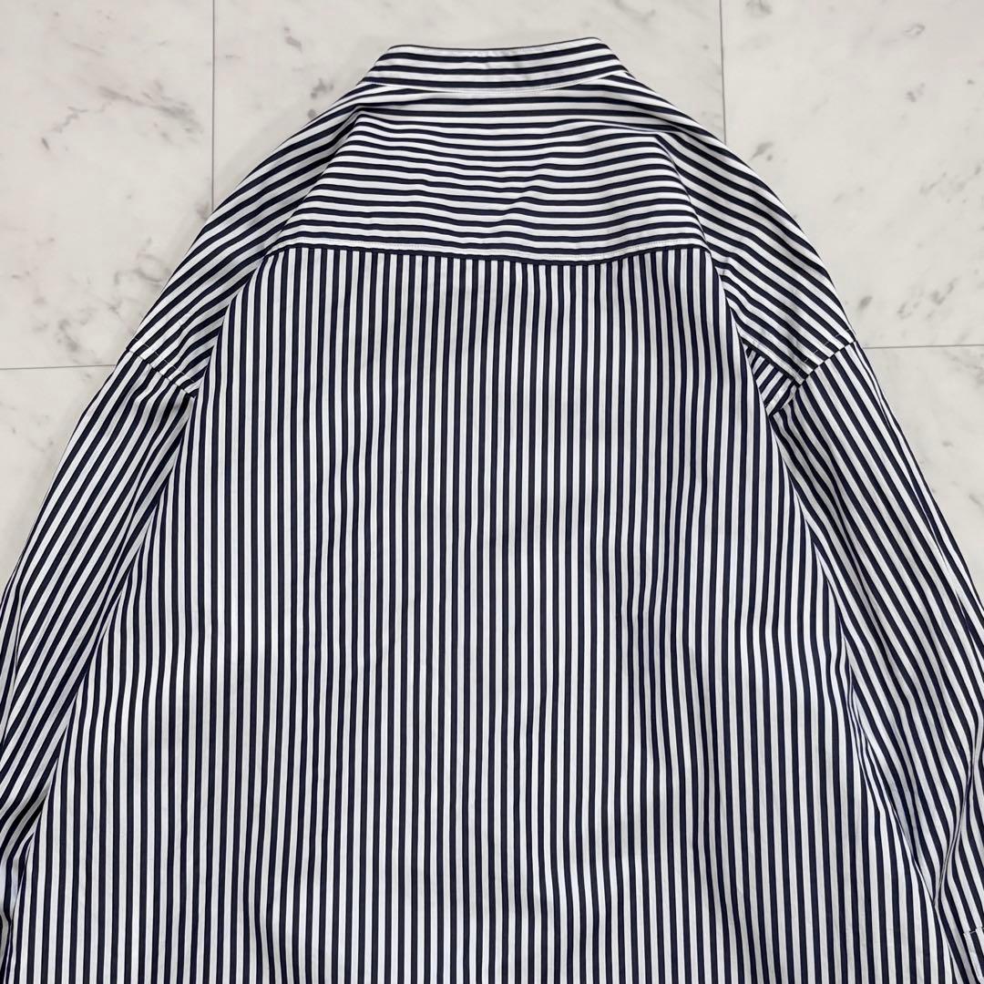 美品♪レサージュ　THOMAS MASONスタンドカラーシャツ　ネイビー　紺×白