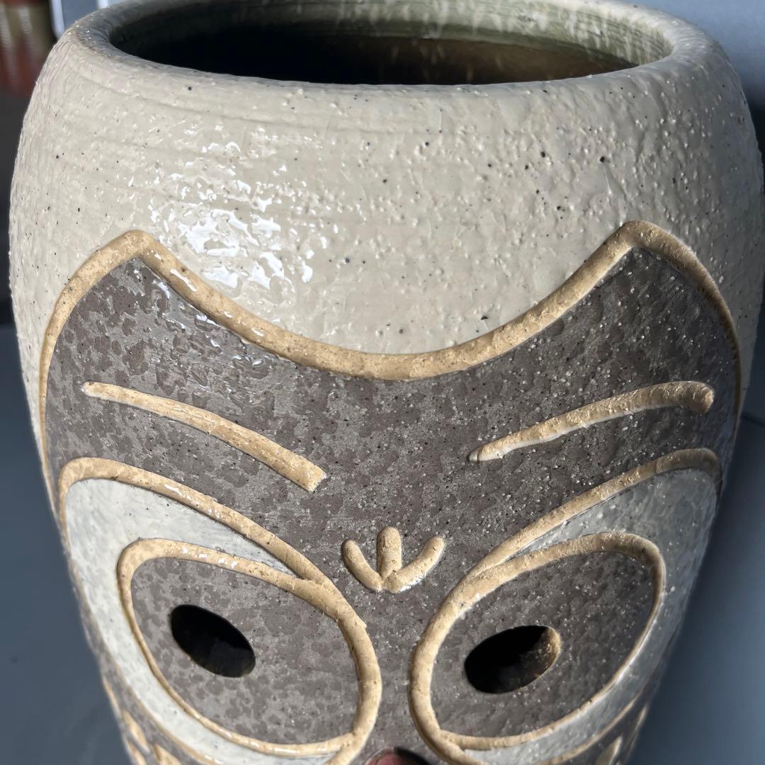 信楽焼傘立て  青釉唐草 高さ44cm