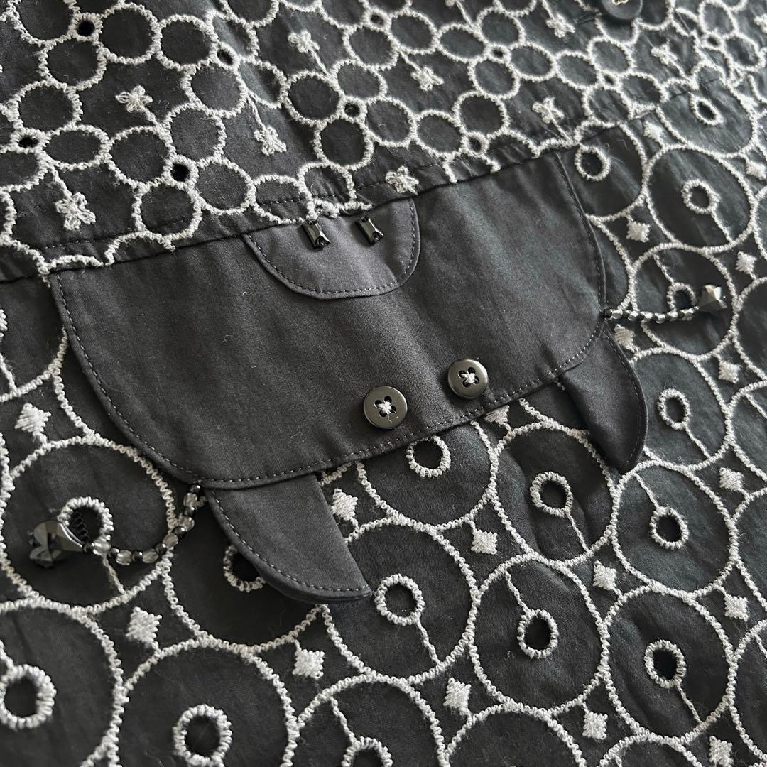 新品未使用品　希少　アルベロベロ　総刺繍　ブタさん　シャツ　羽織り　黒灰系