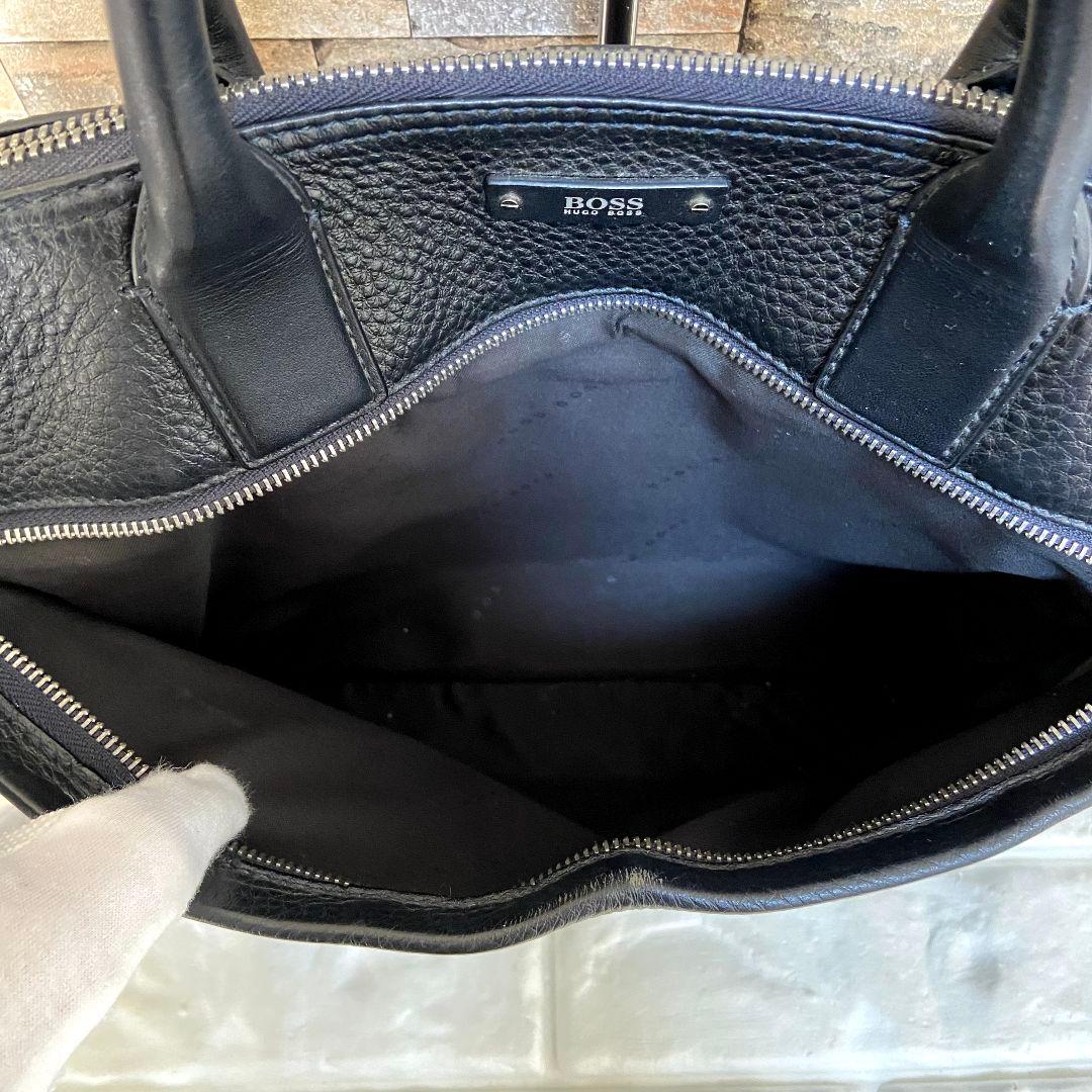 【美品】HUGO BOSS　ヒューゴボス　ビジネスバッグ　シボ皮　ブラック