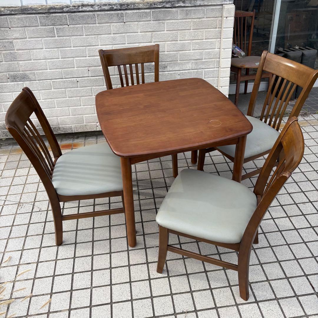 ① 昭和レトロ カリモク ダイニングチェア 木製椅子 古家具 グレー ビンテージ