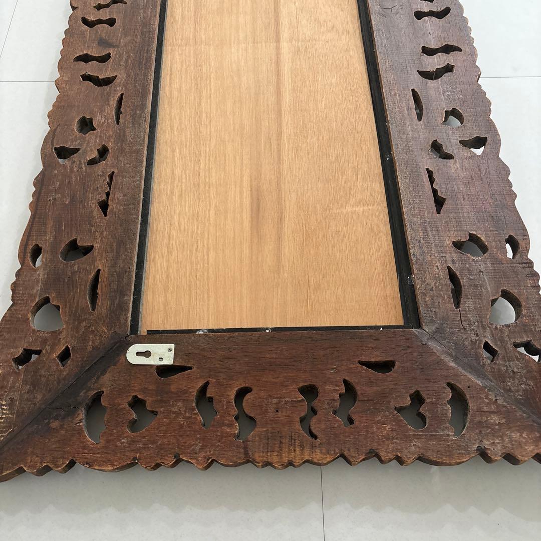 大きいサイズ！バリ　アジアン　レリーフ　壁掛けミラー　鏡