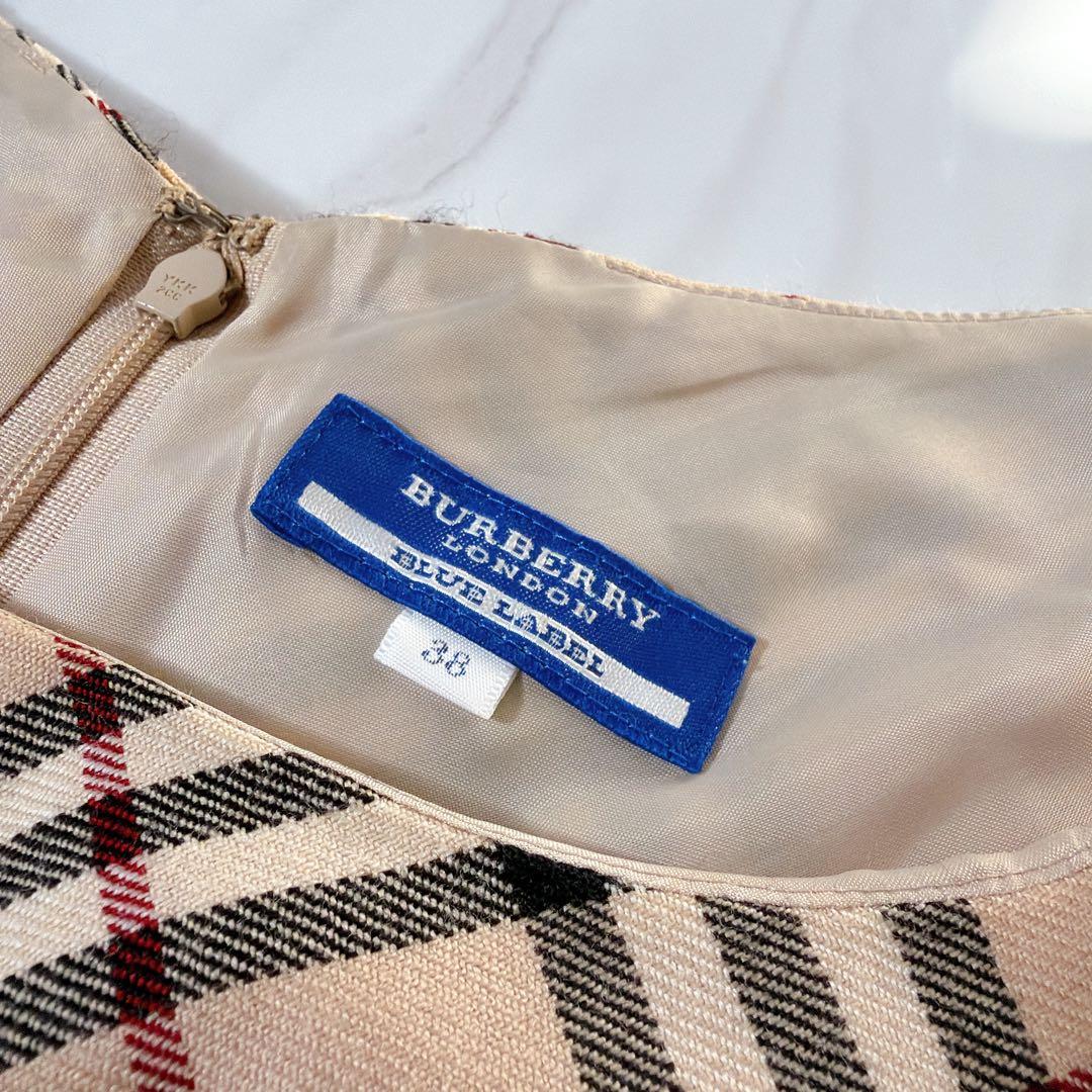 バーバリーブルーレーベル ワンピース ホースロゴ刺繍 ノバチェック 38 Y2K