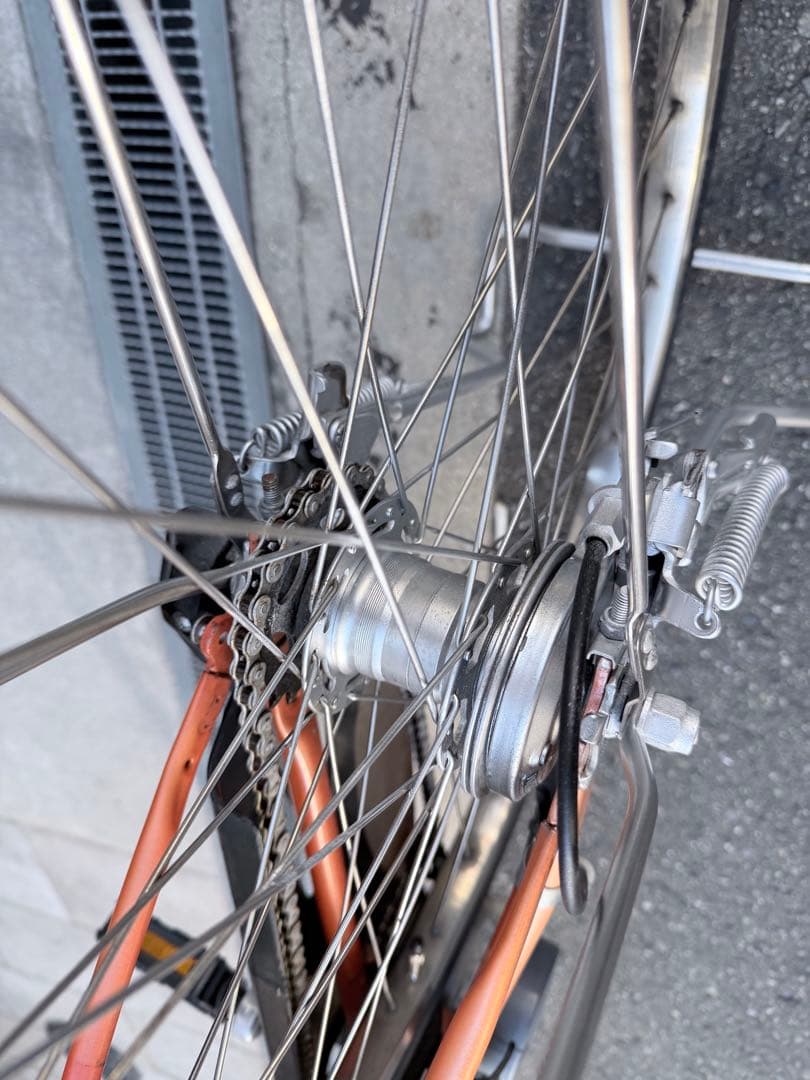大阪府　パナソニック　オレンジ 電動アシスト自転車 前カゴ付き