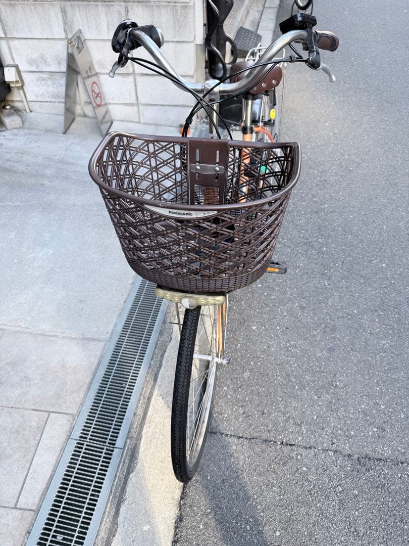大阪府　パナソニック　オレンジ 電動アシスト自転車 前カゴ付き
