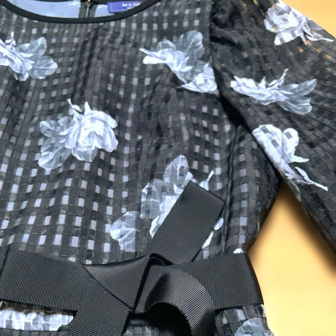 【新品】M'S GRACY 花柄ワンピース42。黒。