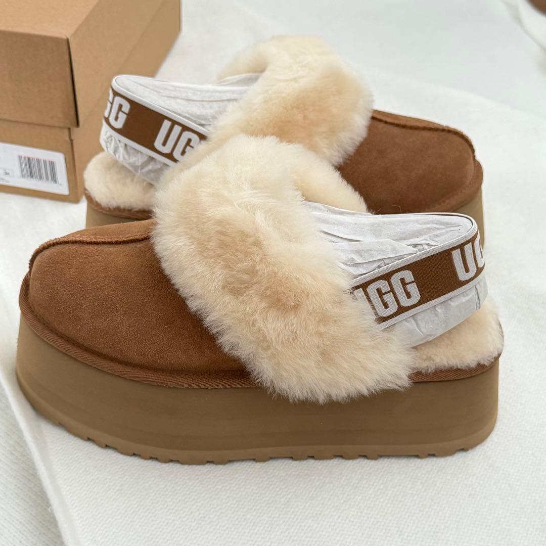 【UGG】 ファンケット＊24.0＊厚底ファーサンダル＊US正規品新品