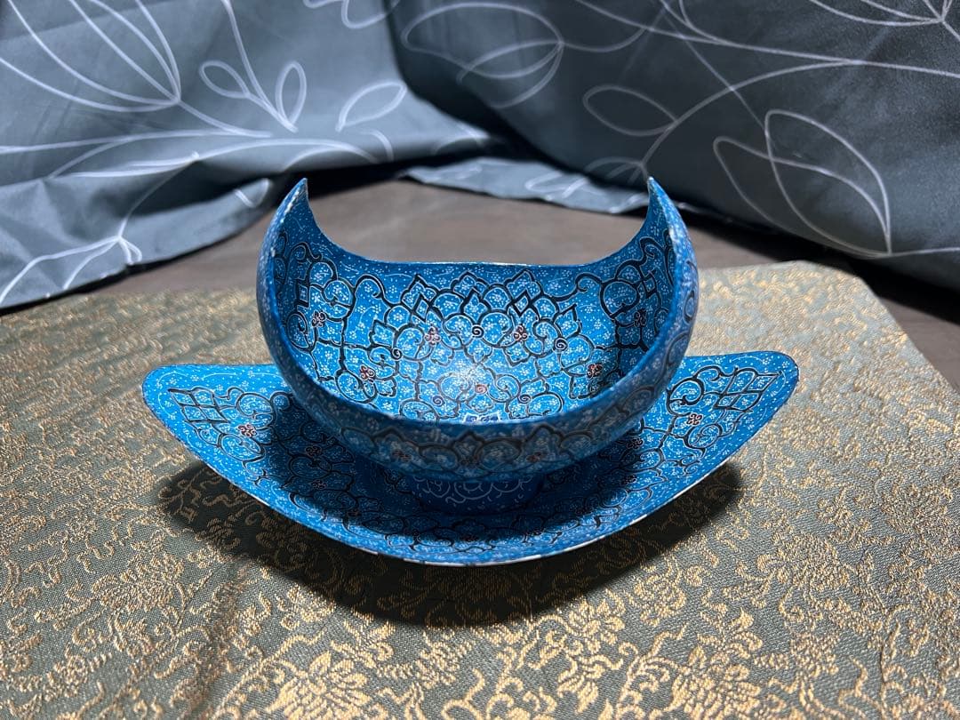 ミナカリ キャンディディッシュ＆プレート 金属製 ペルシャ 細密画 菓子器