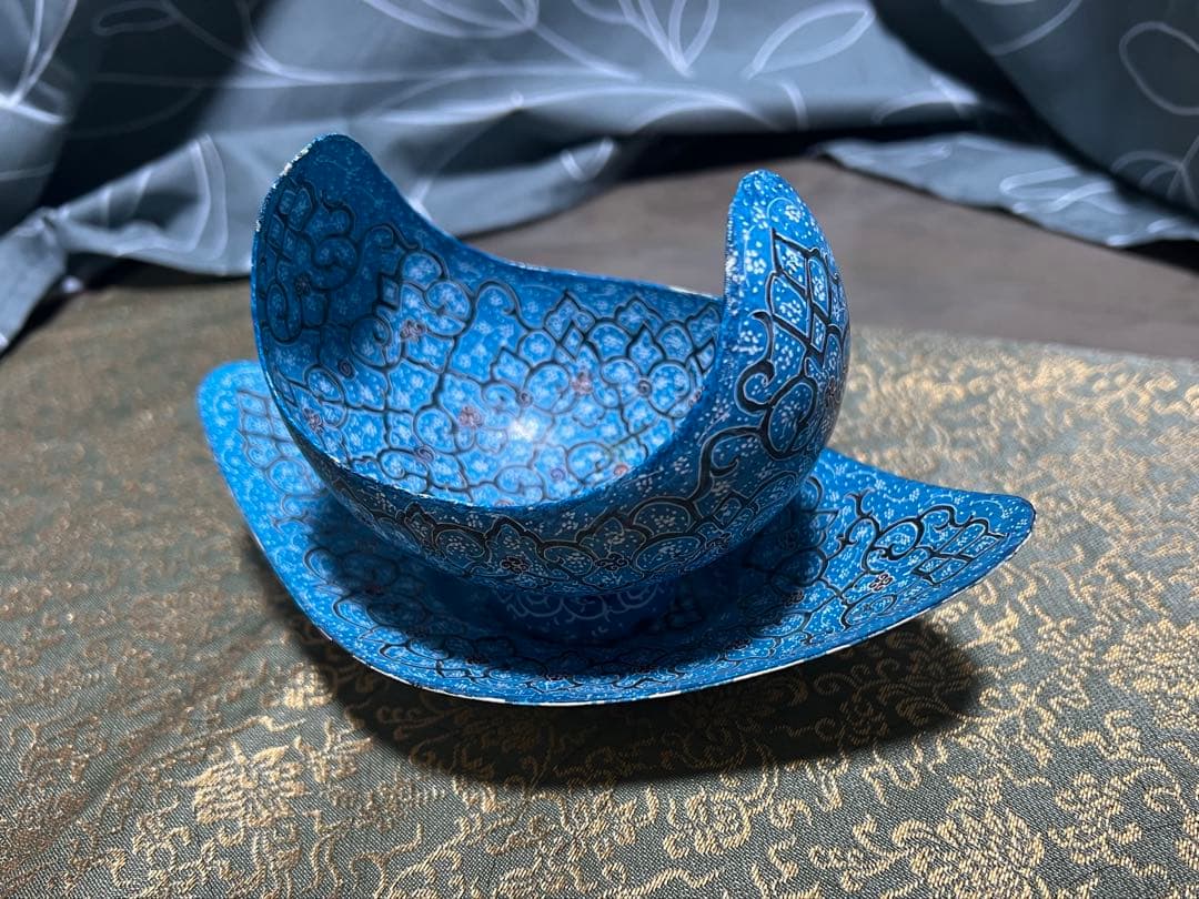 ミナカリ キャンディディッシュ＆プレート 金属製 ペルシャ 細密画 菓子器