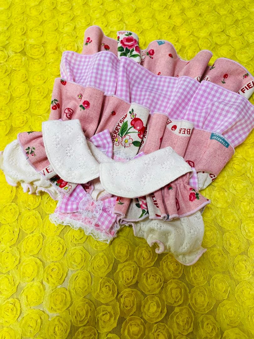 plnmylove　犬服　ハンドメイド　わんこ服　襟付き3段フリルお散歩ワ