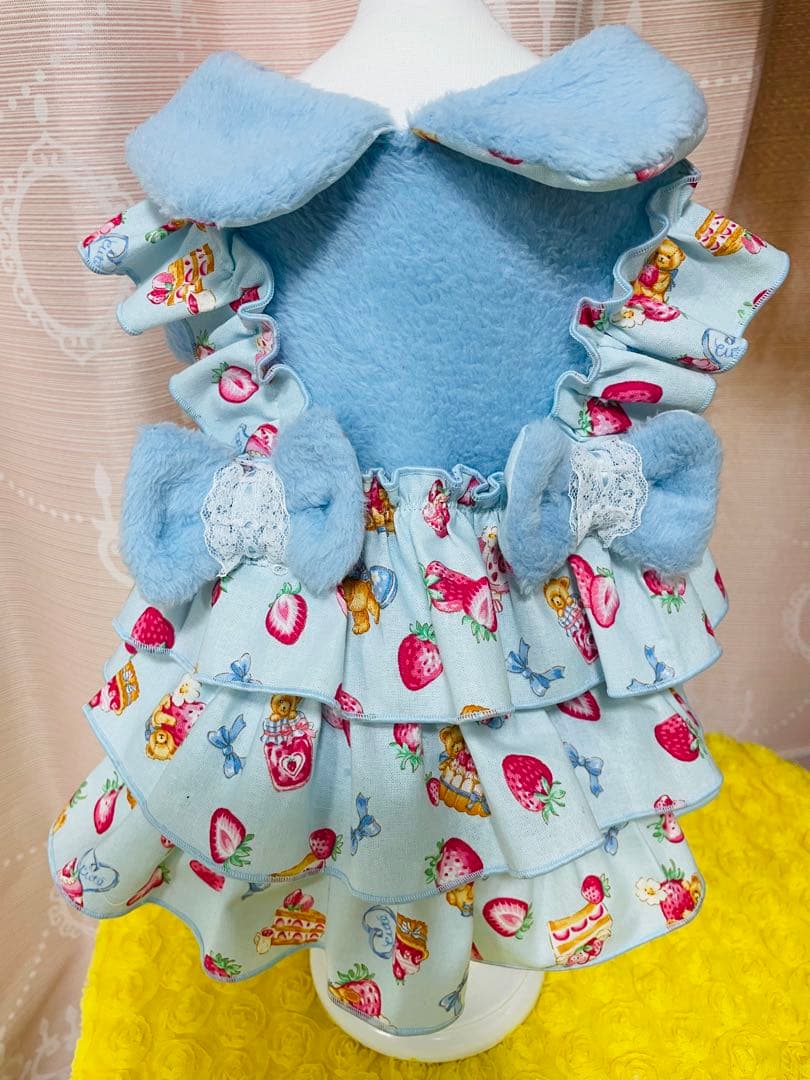 plnmylove　犬服　ハンドメイド　わんこ服　襟付き3段フリルお散歩ワ