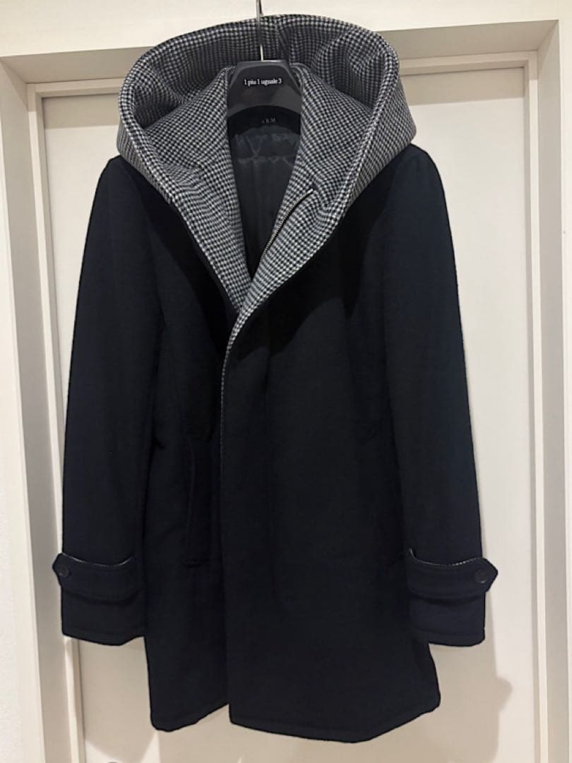 新品AKM24AW定価21万円アンゴラビーバー140sメルトンフーデッドコート黒