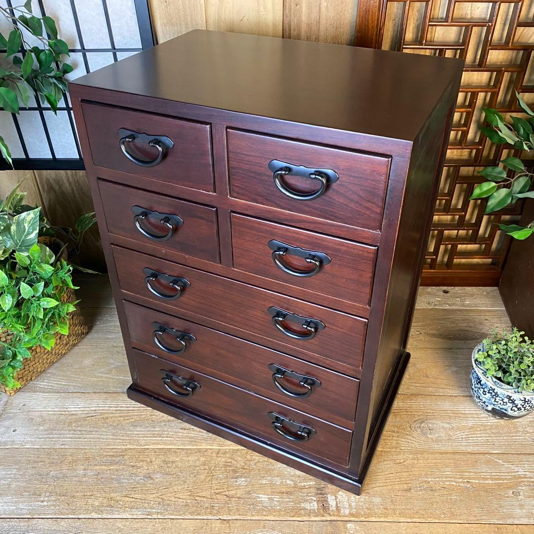 訳あり品！【134】民芸家具桐材多引き出しチェストタンスD48㎝×65㎝完成品