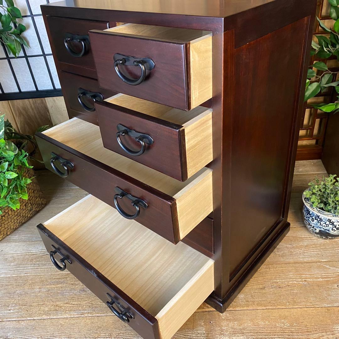 訳あり品！【134】民芸家具桐材多引き出しチェストタンスD48㎝×65㎝完成品