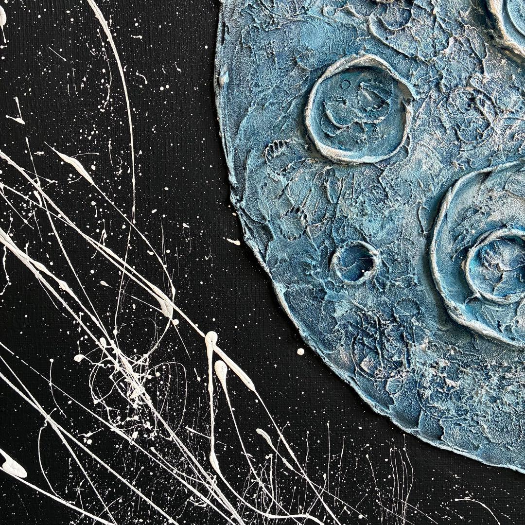 現代アート　45.5×38㎝　月　モダン　アートパネル　インテリア　抽象画