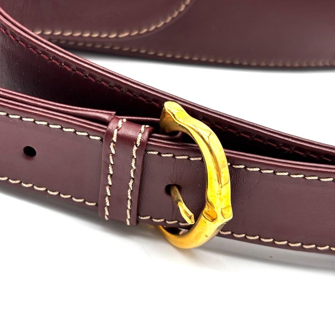 未使用に近い カルティエ マストライン ショルダーバッグ ターンロック ボルドー