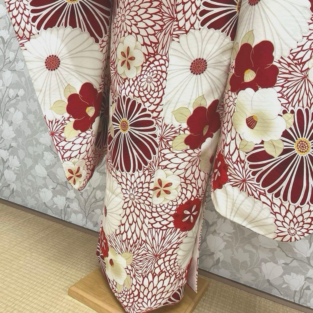 ジュニア卒業式着物 菊椿赤 十三参り着物 袴下着物 【九重】