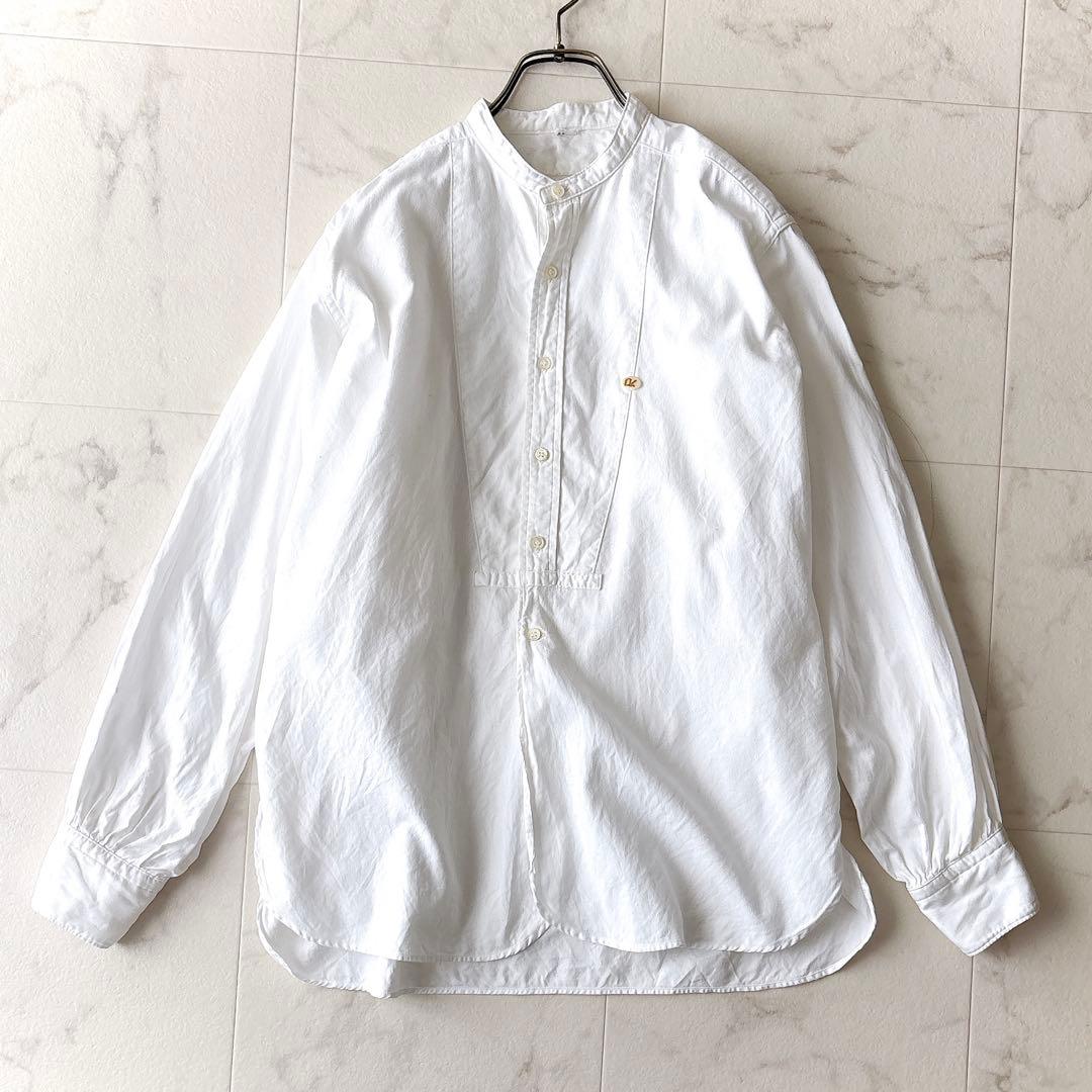 45R 薄オックスの908ビッグーグーシャツ ホワイト 2ゆったり 刺繍ボタン