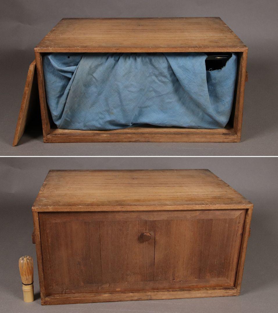 時代 花鳥図 金蒔絵 黒塗二段卓 冠卓 木箱 木製 花台 飾台 鶉 雀 M840