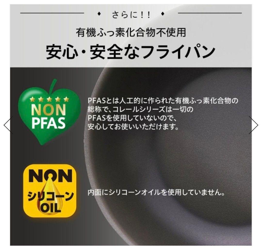 CORELLEフライパン20cm、24cm、ガラス蓋3点セット