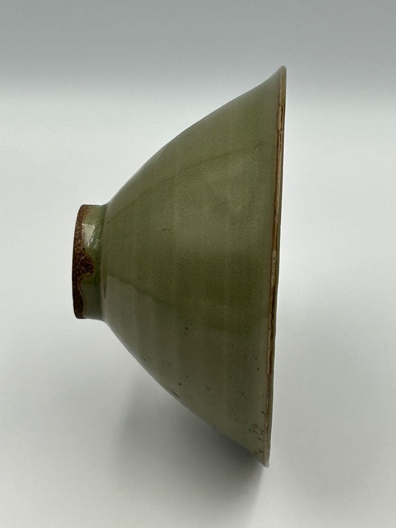 ★0051宋時代　耀州窯 青磁 刻花 斗笠碗 ★天目茶碗 茶道具 茶器 中国美術