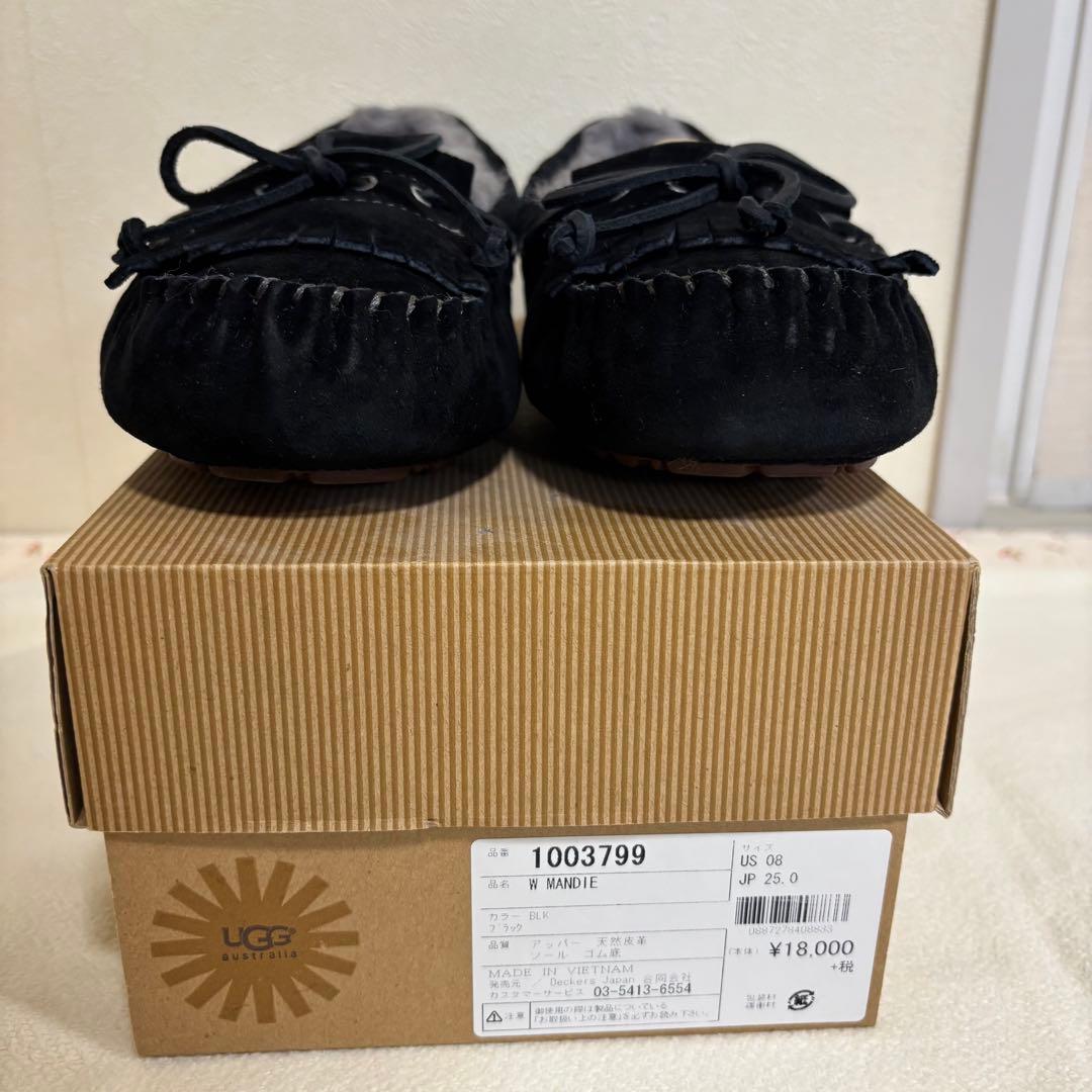 新品 UGG アグ ムートン モカシン マンディ ブラック 25