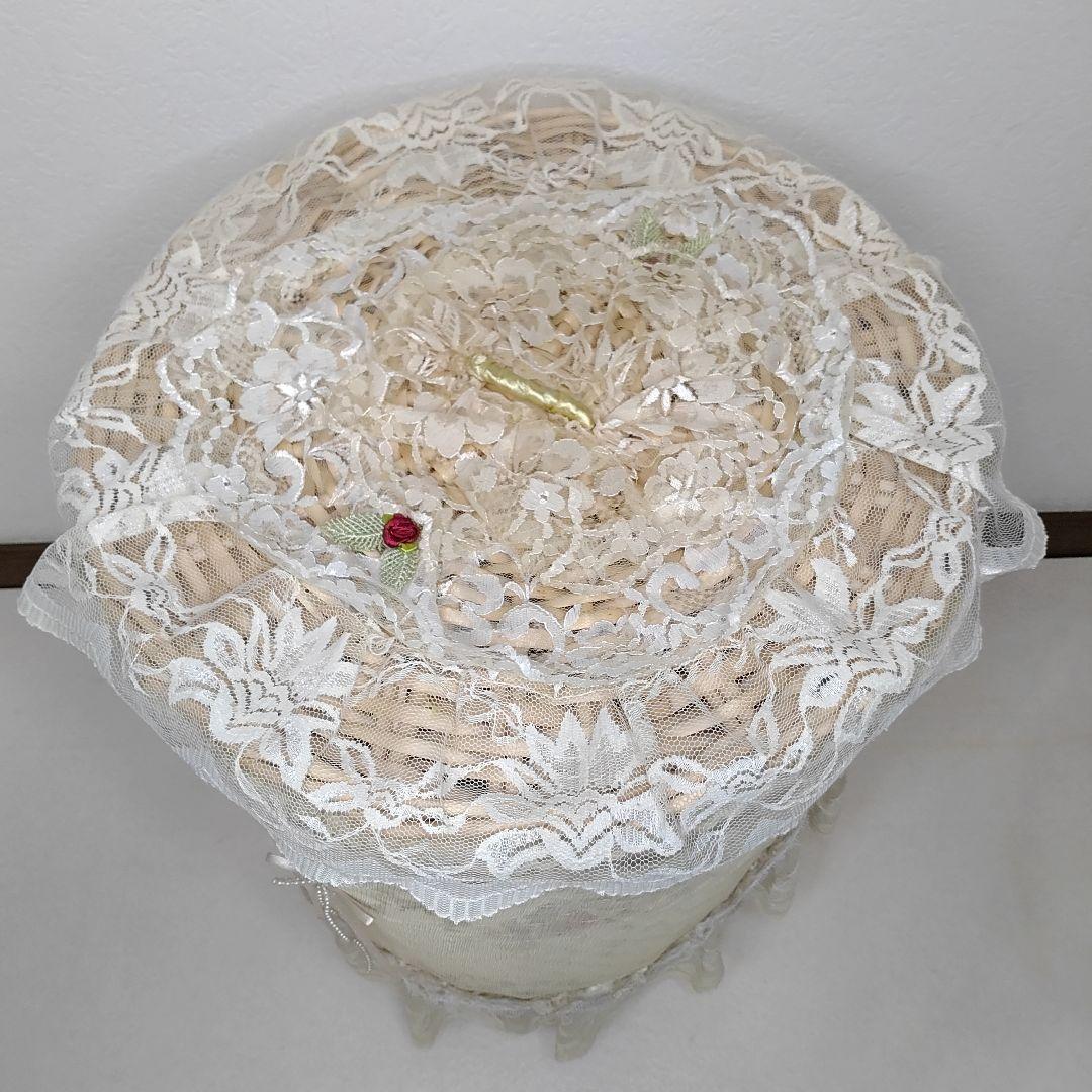 レースダストボックス 蓋付き 大型 高さ48cm 装飾 おしゃれ 送料無料
