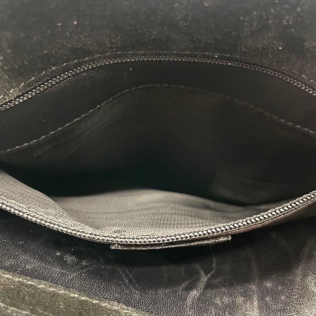 GUCCI スエード　メタルハンドル　ハンドバッグ　ブラック　レザー