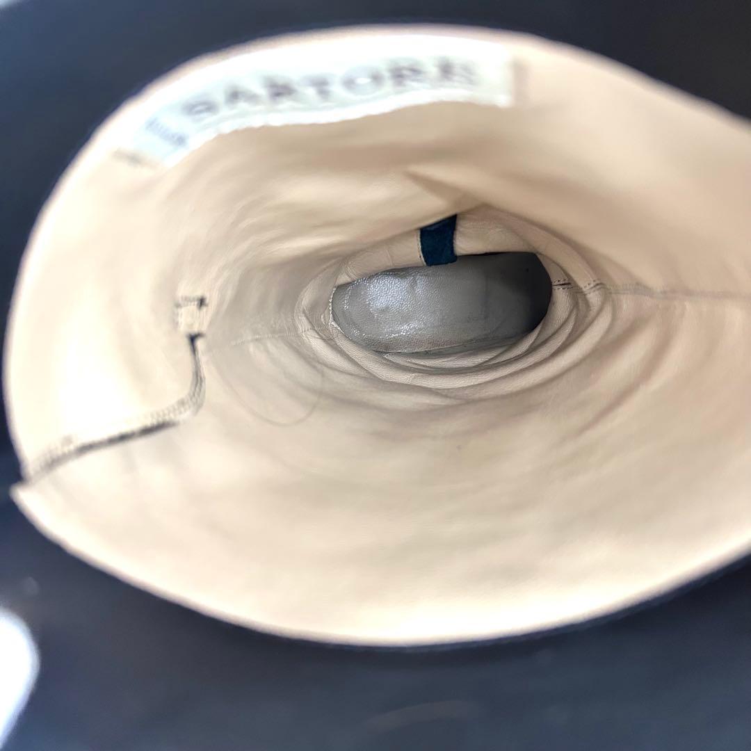 【サルトル】ジョッキーブーツ ロングブーツ ベルト 金具 23.5 伊製 黒